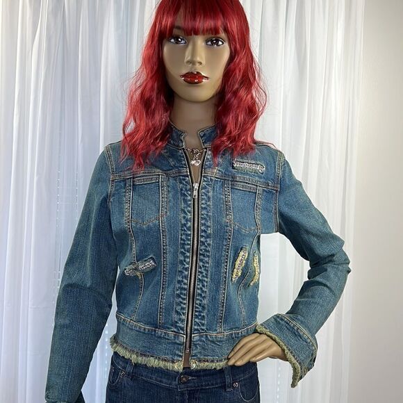 Yonique Embellished Denim Jacket Junior L - Picture 3 of 11